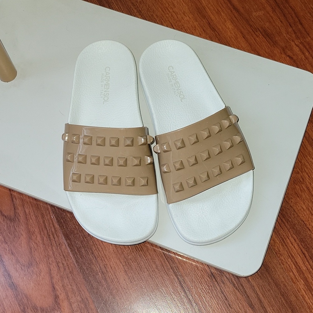 Carmen Sol Franco Studded Slide Sandals Size 6